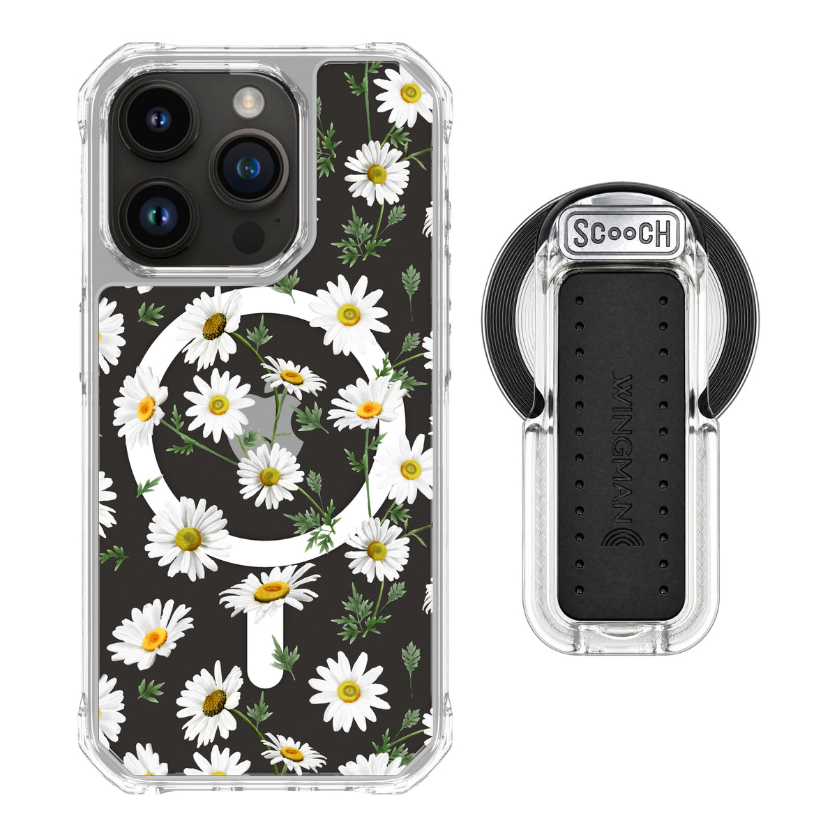 MagCase Daisies for iPhone 15 Pro with Clear Wingback for MagSafe