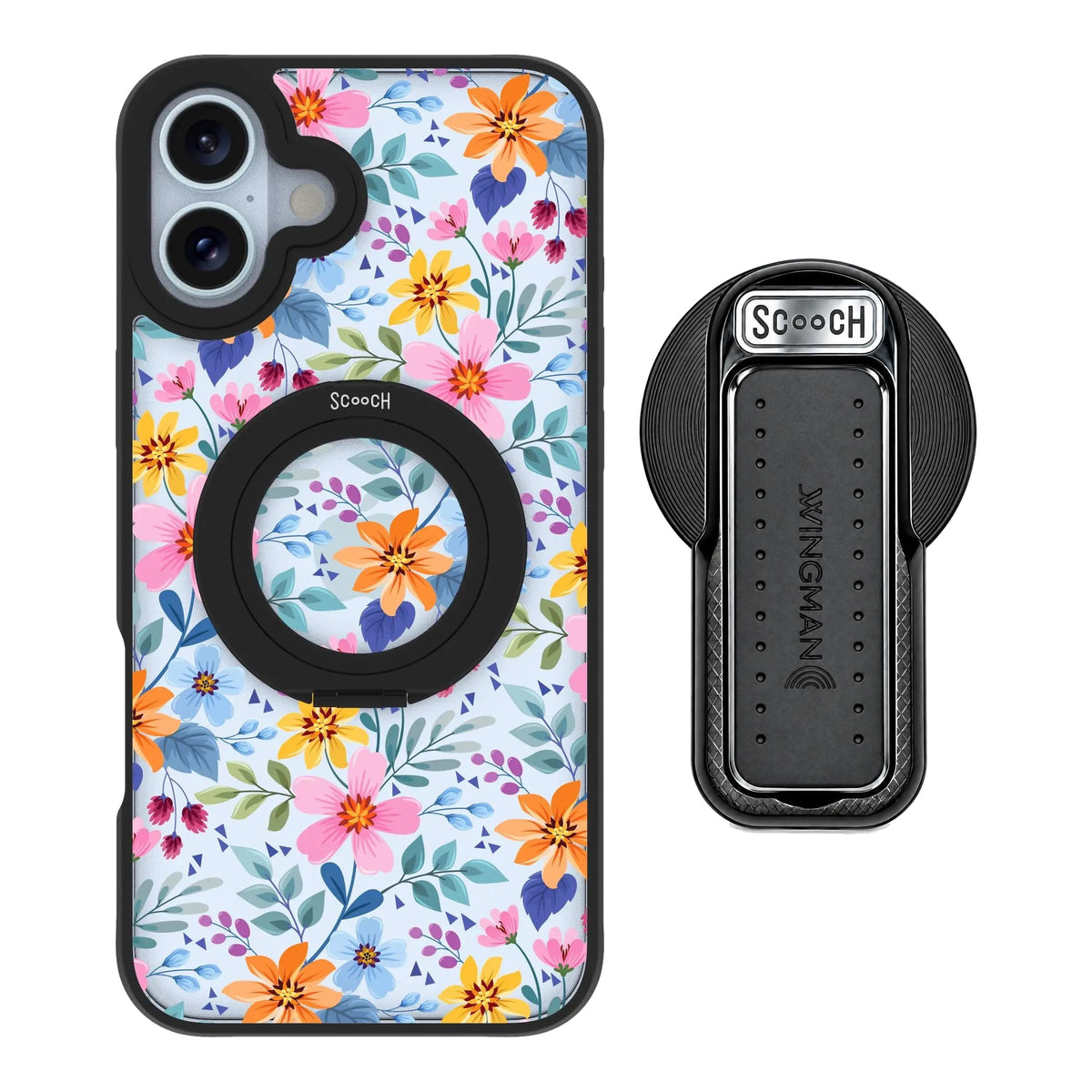 HaloCase Full Bloom for iPhone 16 Plus with Black Wingback for MagSafe