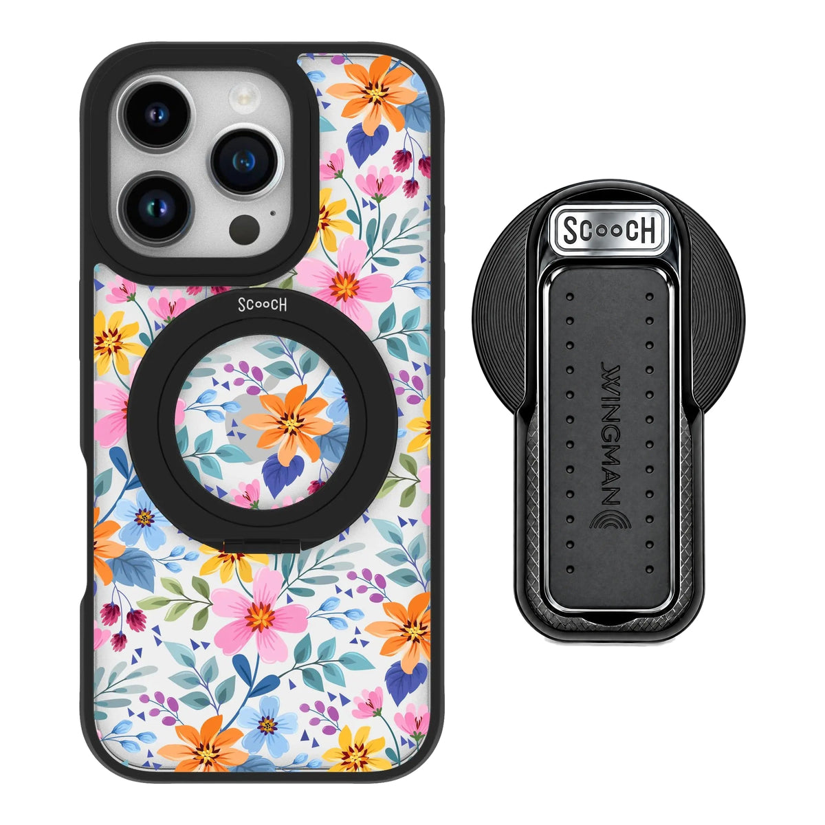 HaloCase Full Bloom for iPhone 16 Pro with Black Wingback for MagSafe