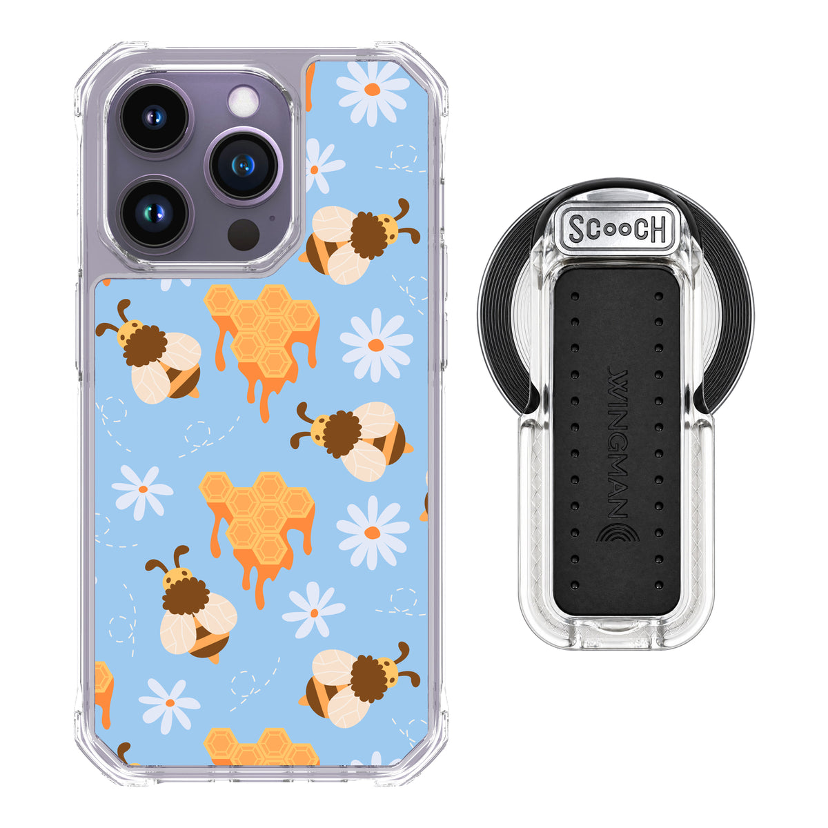 MagCase Honey Bees for iPhone 14 Pro with Clear Wingback for MagSafe