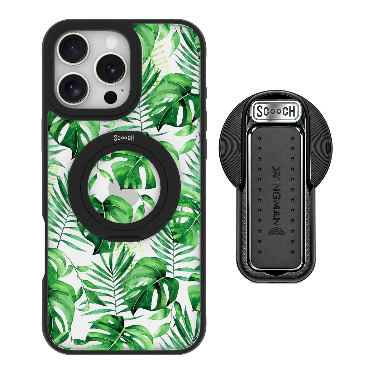 HaloCase Monstera for iPhone 16 Pro Max with Black Wingback for MagSafe