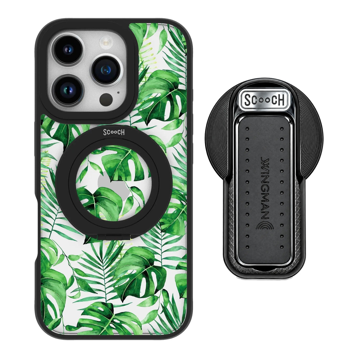 HaloCase Monstera for iPhone 16 Pro with Black Wingback for MagSafe