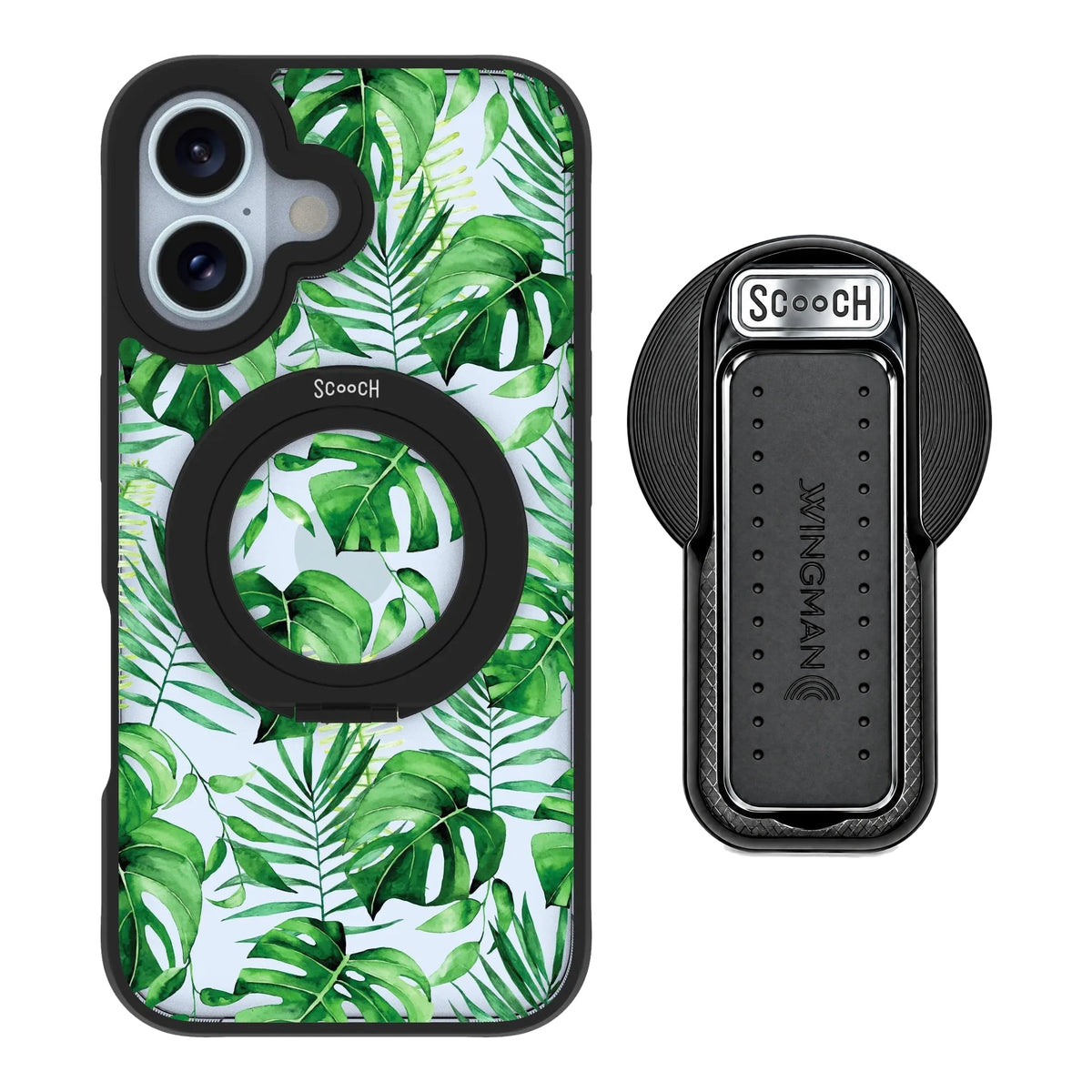 HaloCase Monstera for iPhone 16 with Black Wingback for MagSafe