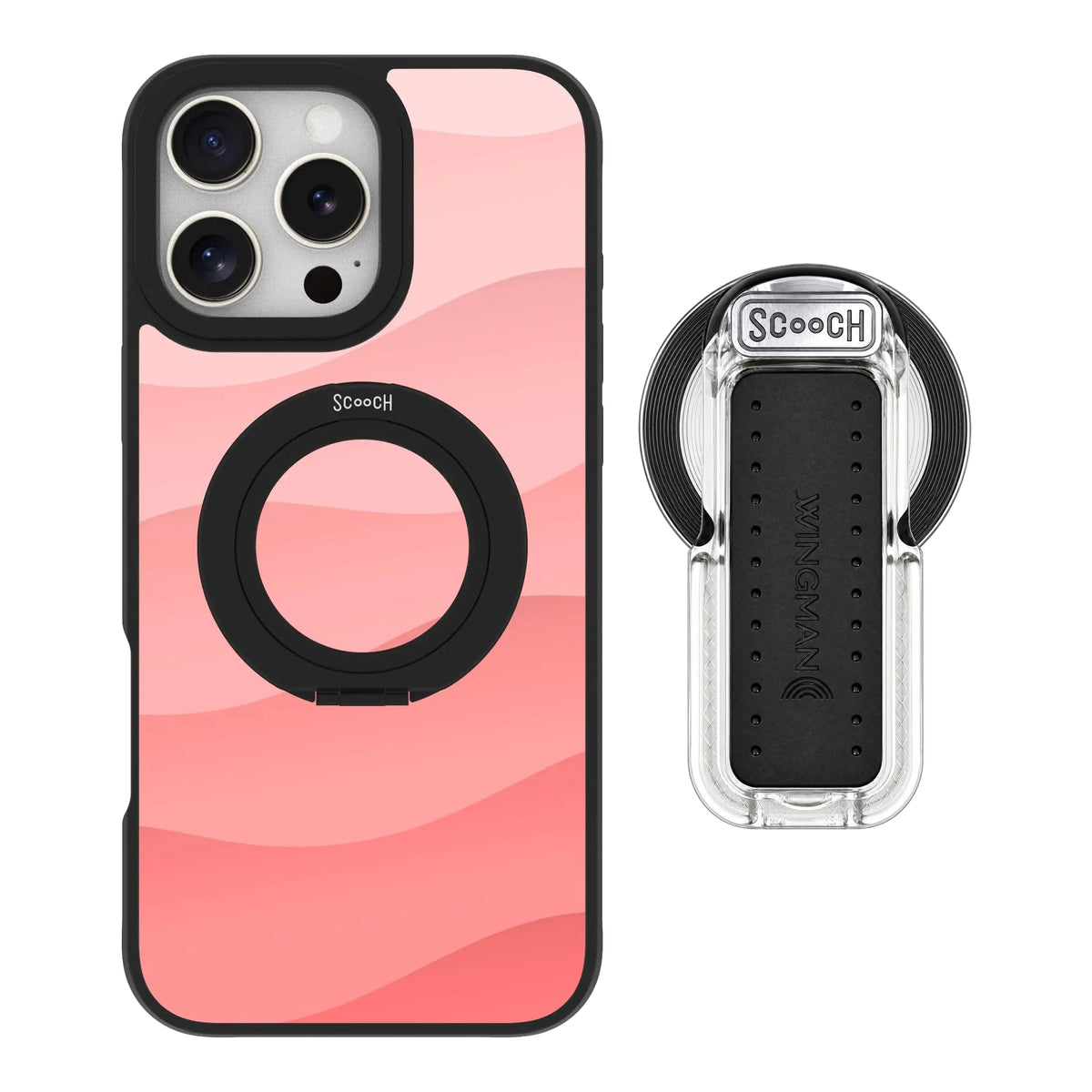 HaloCase Pink Waves for iPhone 16 Pro Max with Clear Wingback for MagSafe