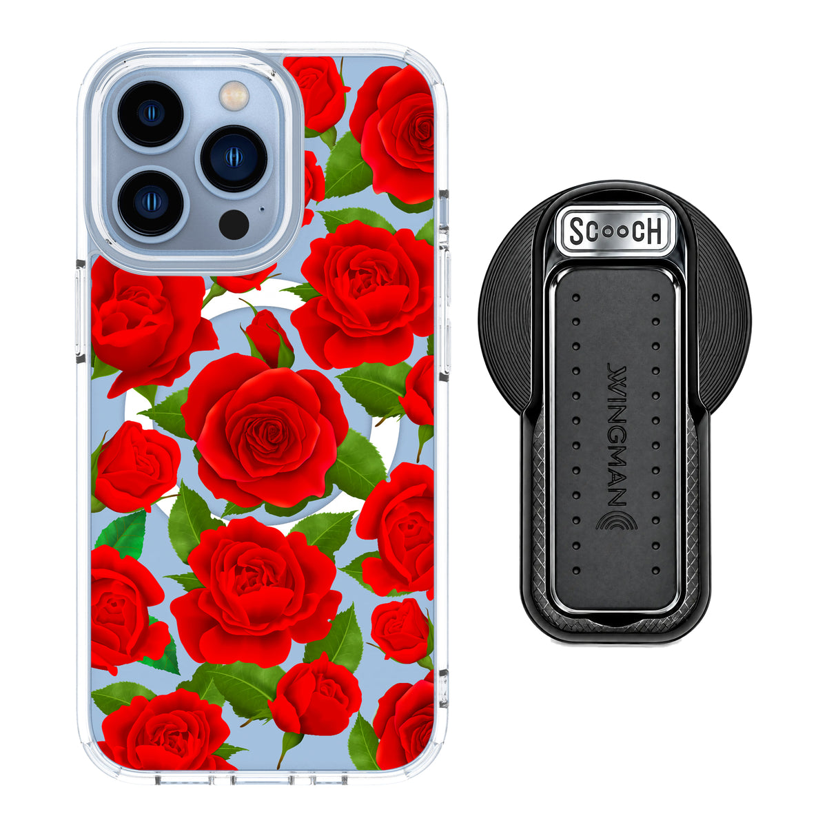 MagCase Rose Garden for iPhone 13 Pro with Black Wingback for MagSafe