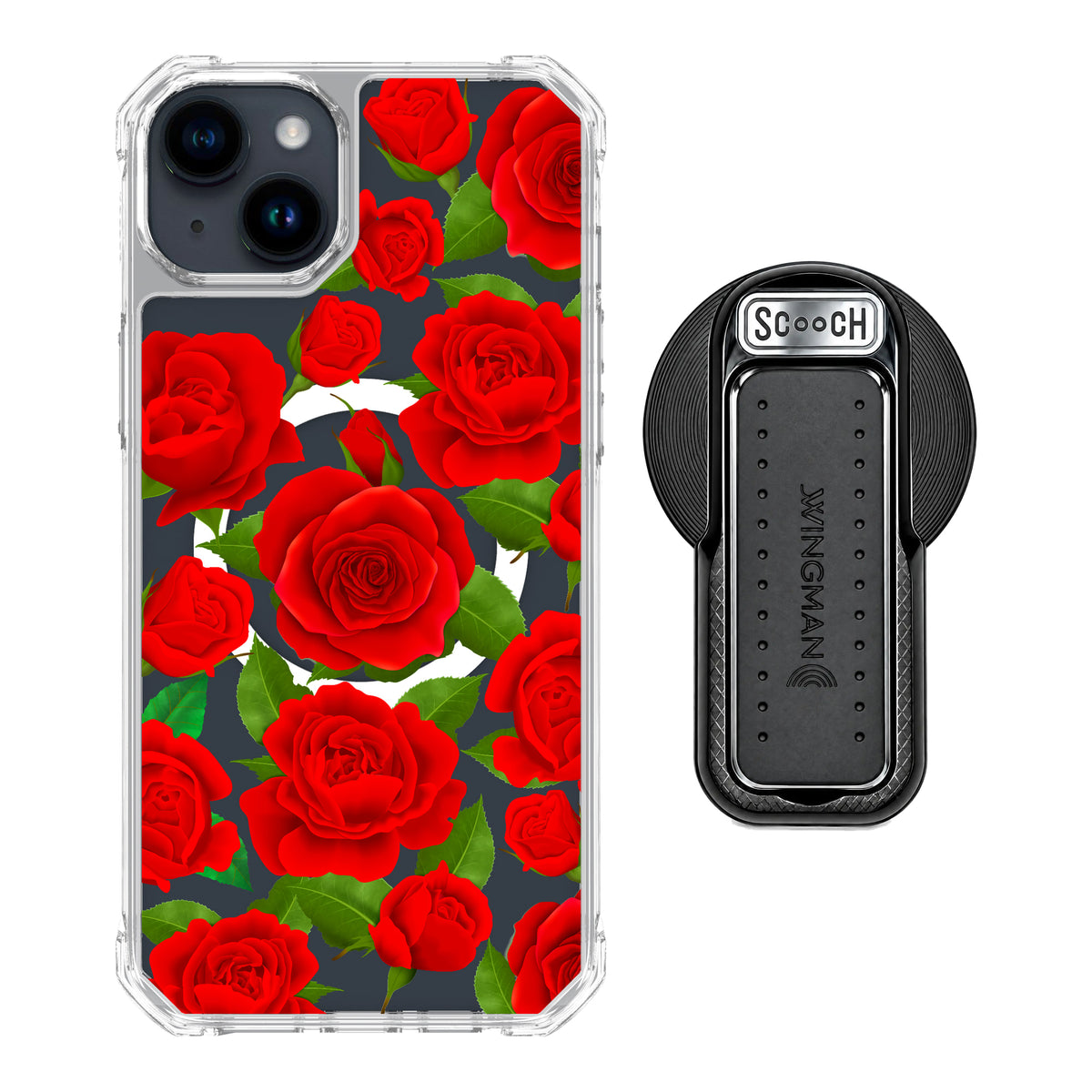 MagCase Rose Garden for iPhone 15 Plus with Black Wingback for MagSafe