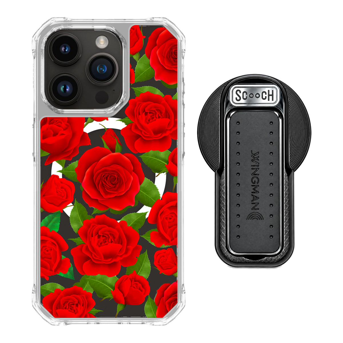 MagCase Rose Garden for iPhone 15 Pro with Black Wingback for MagSafe