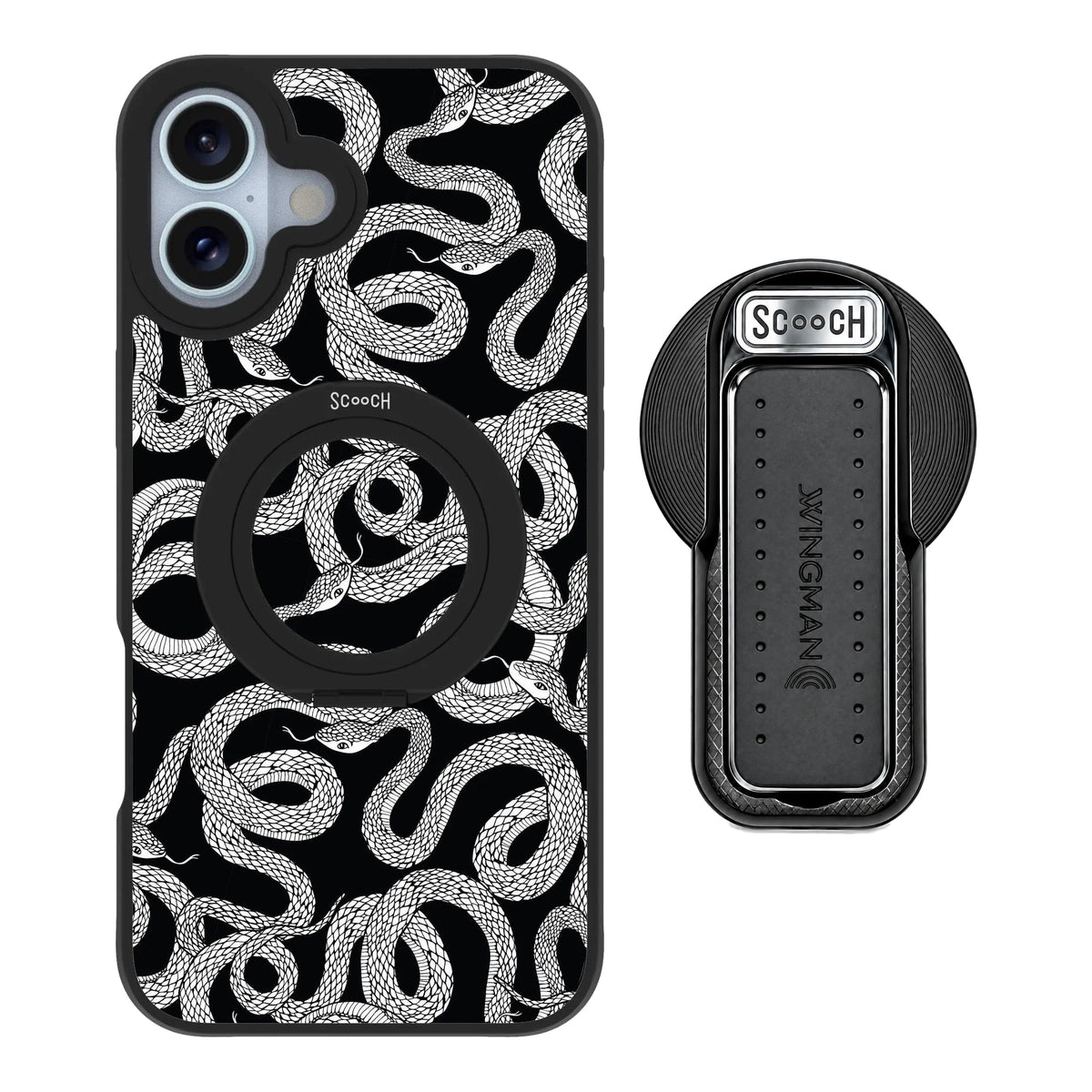 HaloCase Snakes for iPhone 16 Plus with Black Wingback for MagSafe