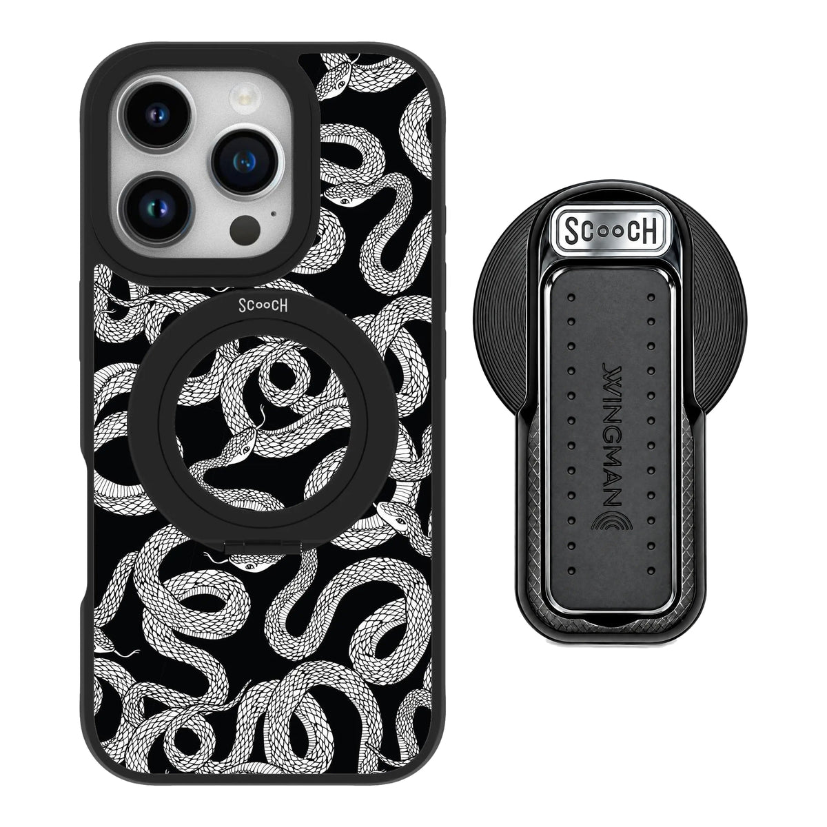 HaloCase Snakes for iPhone 16 Pro with Black Wingback for MagSafe
