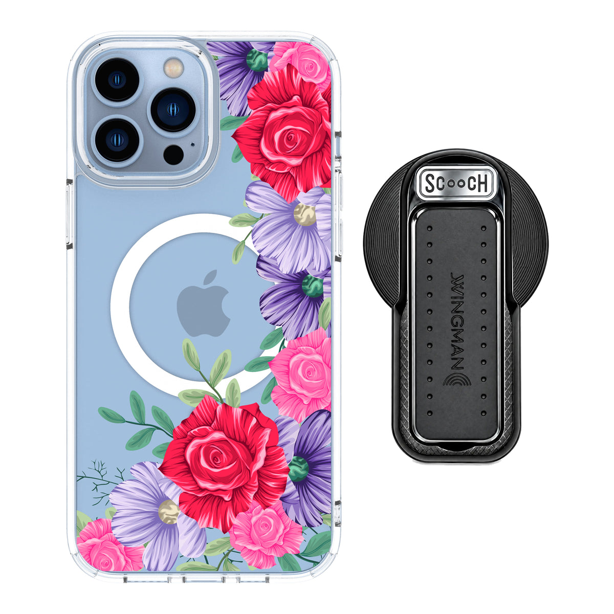 MagCase Spring Blossom for iPhone 13 Pro Max with Black Wingback for MagSafe