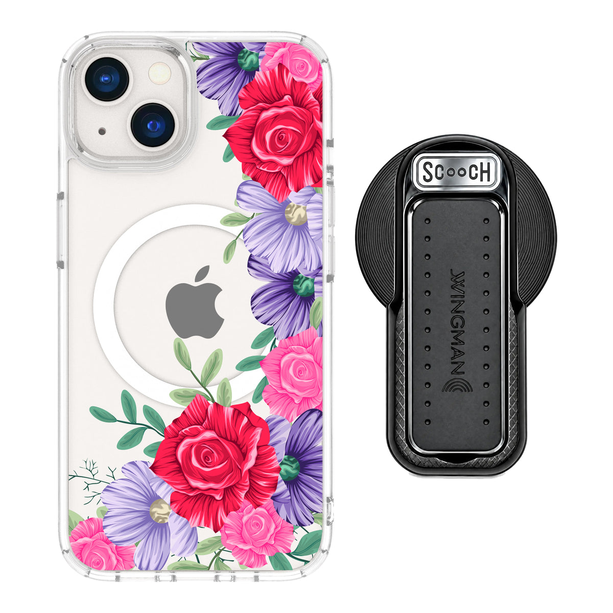 MagCase Spring Blossom for iPhone 13 with Black Wingback for MagSafe