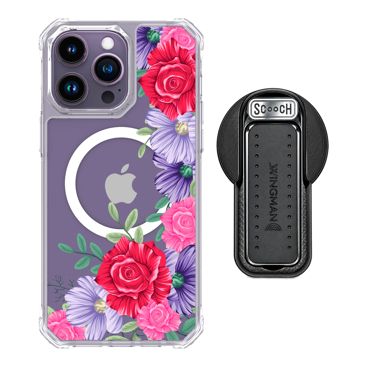 MagCase Spring Blossom for iPhone 14 Pro Max with Black Wingback for MagSafe