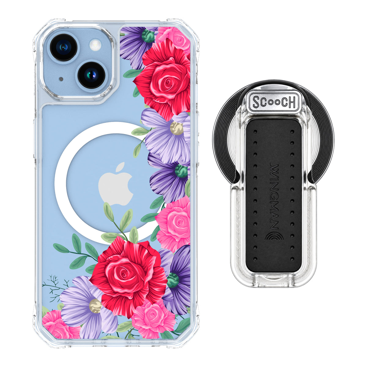 MagCase Spring Blossom for iPhone 14 with Clear Wingback for MagSafe