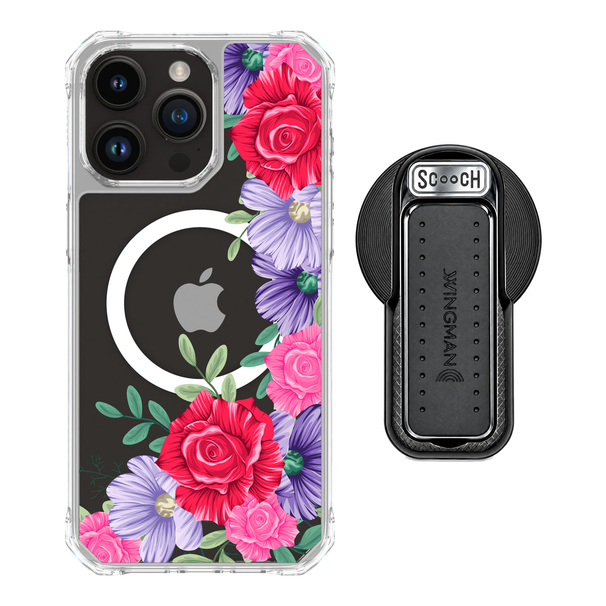 MagCase Spring Blossom for iPhone 15 Pro Max with Black Wingback for MagSafe