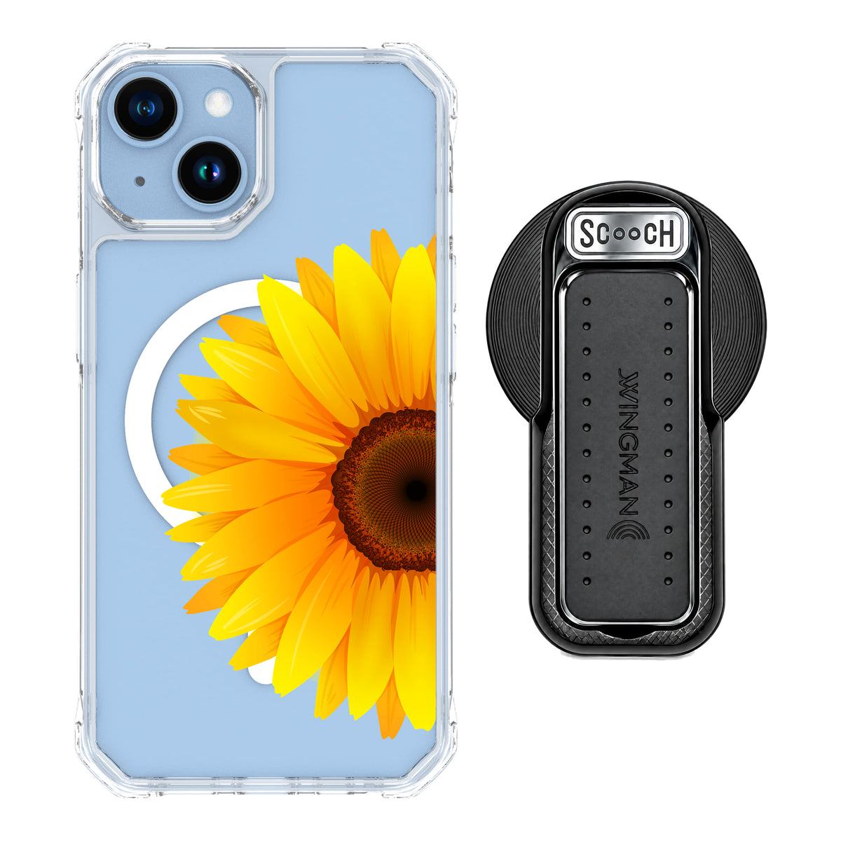 MagCase Sunflower for iPhone 14 with Black Wingback for MagSafe