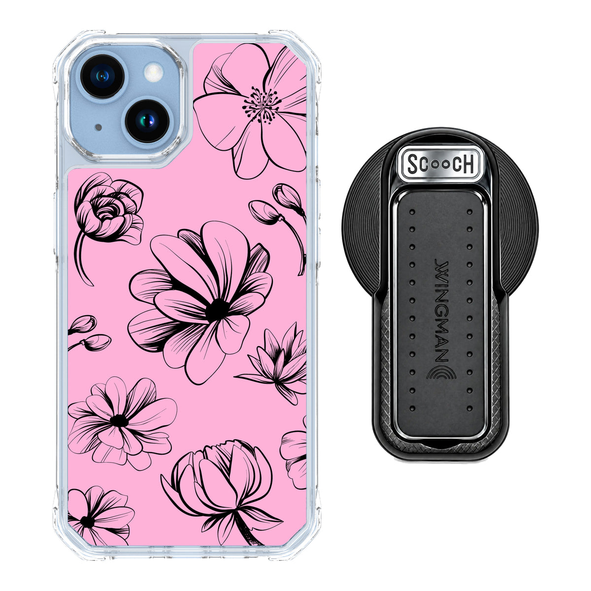 MagCase Vintage Flowers for iPhone 14 with Black Wingback for MagSafe