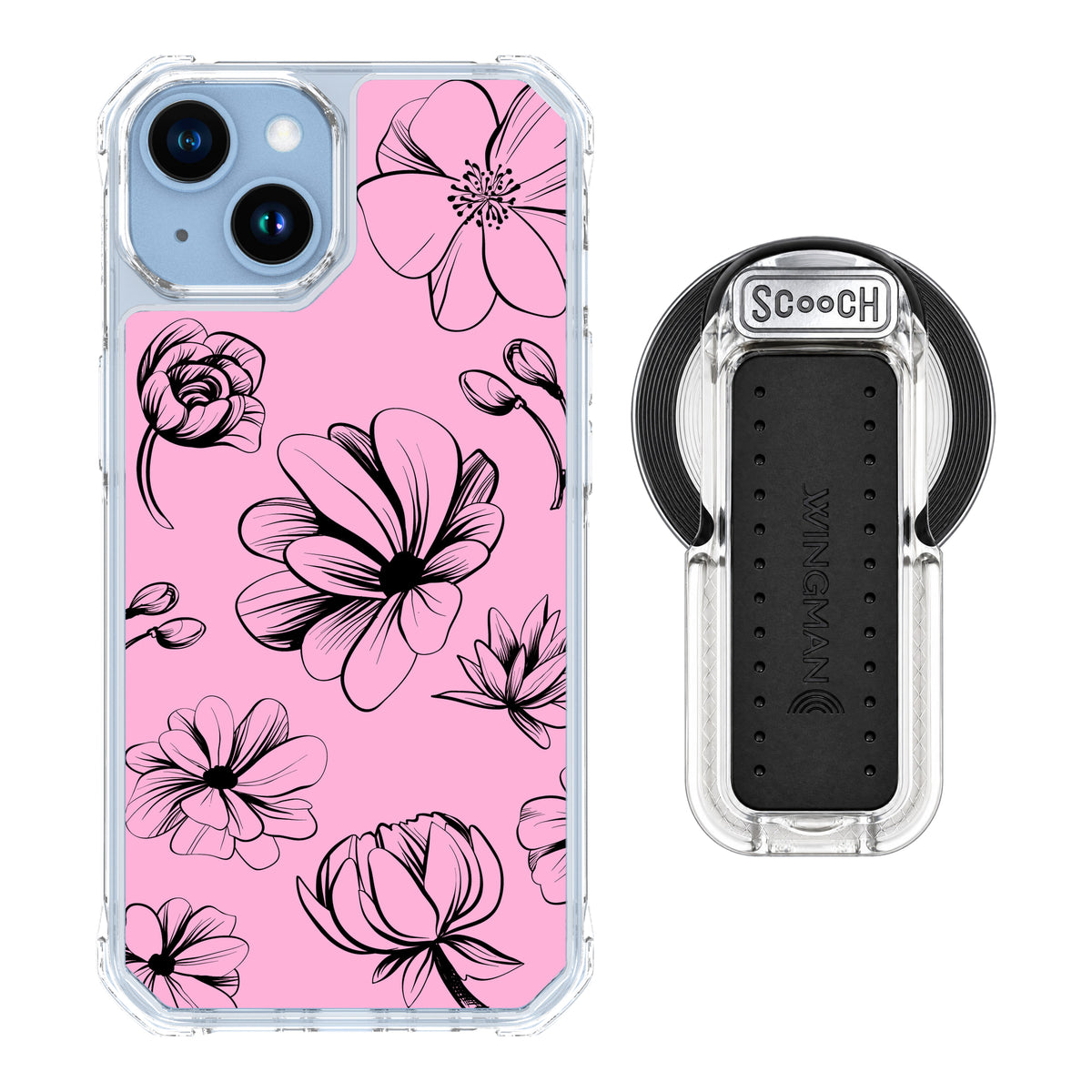 MagCase Vintage Flowers for iPhone 14 with Clear Wingback for MagSafe