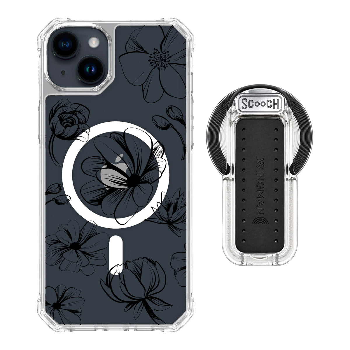 MagCase Vintage Flowers for iPhone 15 Plus with Clear Wingback for MagSafe