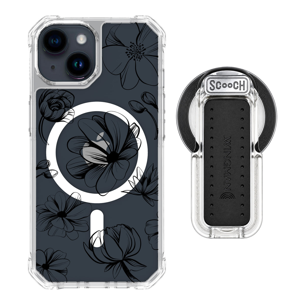 MagCase Vintage Flowers for iPhone 15 with Clear Wingback for MagSafe