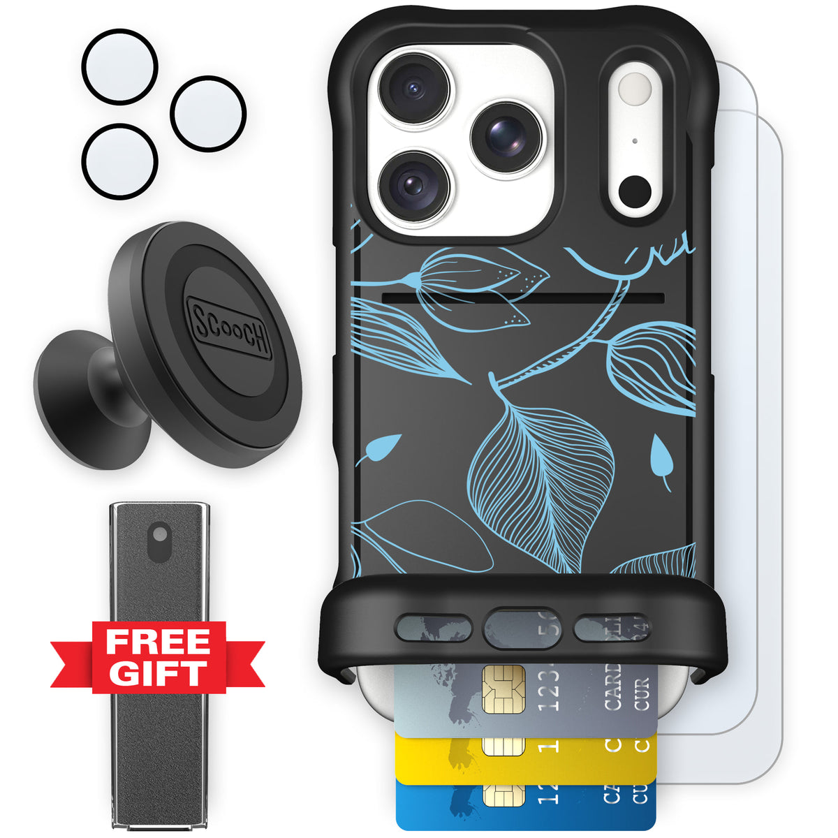 Wingmate Blue Hibiscus for iPhone 18 Pro — Defender Bundle