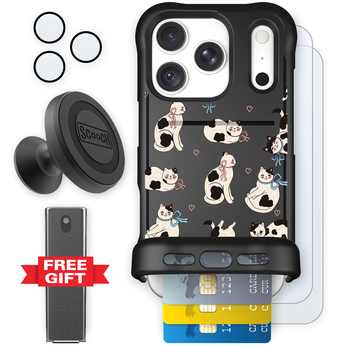 Wingmate Bow Kitties for iPhone 18 Pro — Defender Bundle