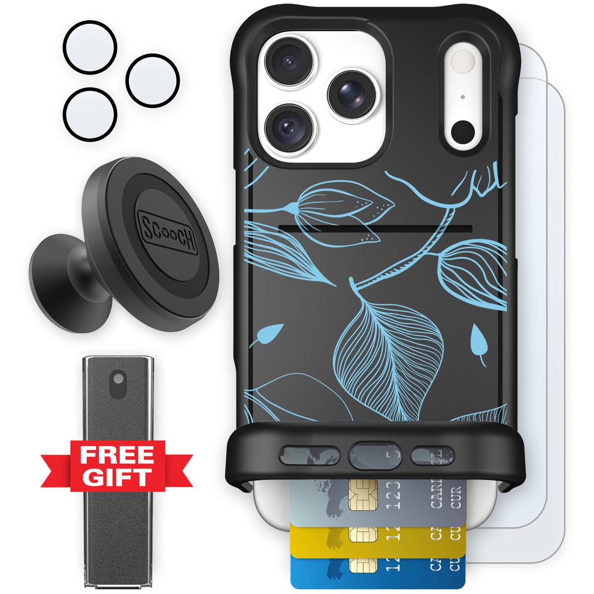 Wingmate Blue Hibiscus for iPhone 18 Pro Max — Defender Bundle