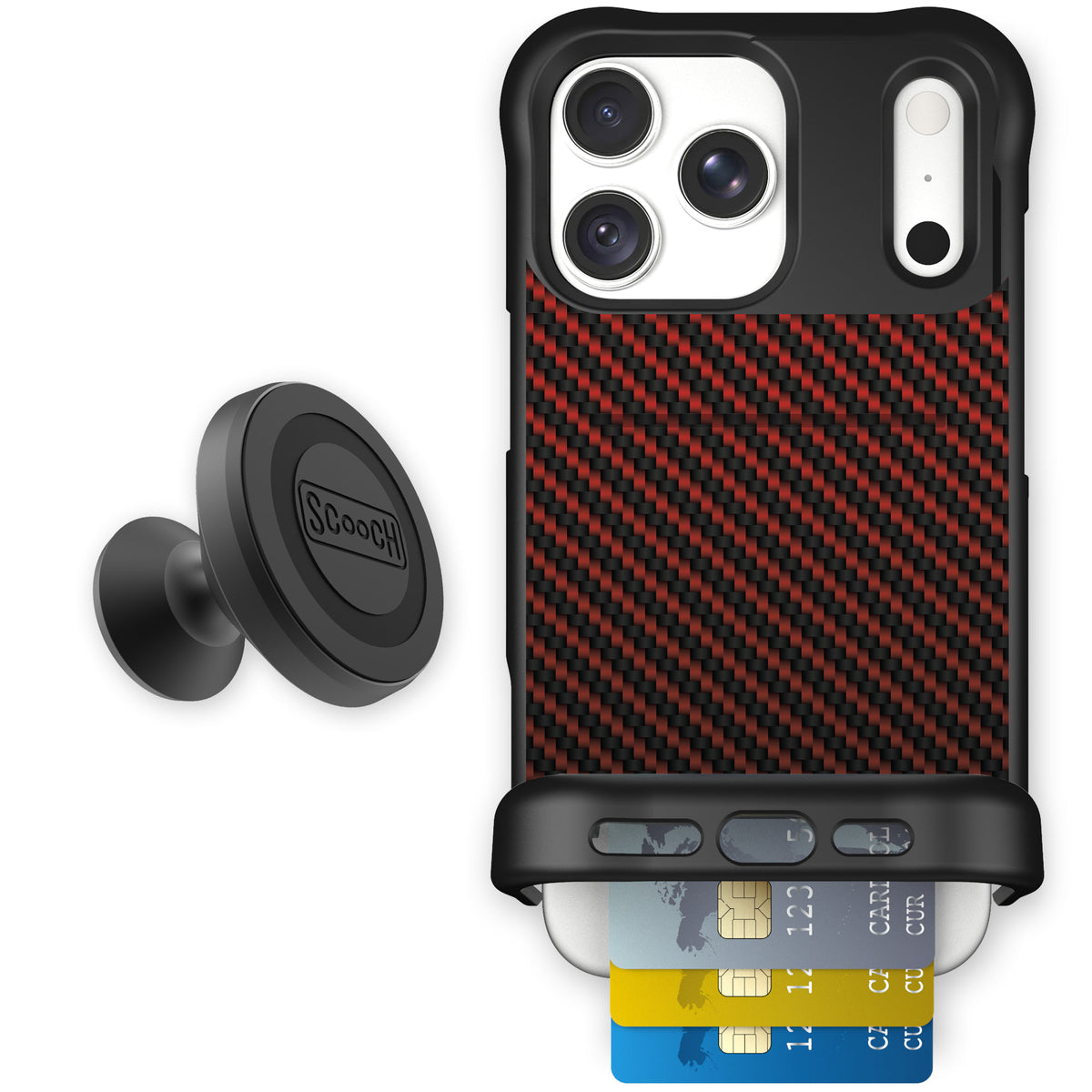 Wingmate Red Carbon Fiber for iPhone 18 Pro Max — Starter Bundle