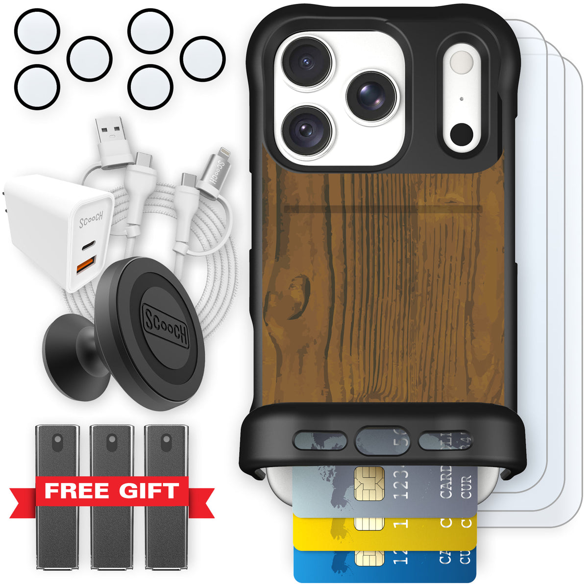 Wingmate Wood Grain for iPhone 18 Pro — Ultimate Bundle