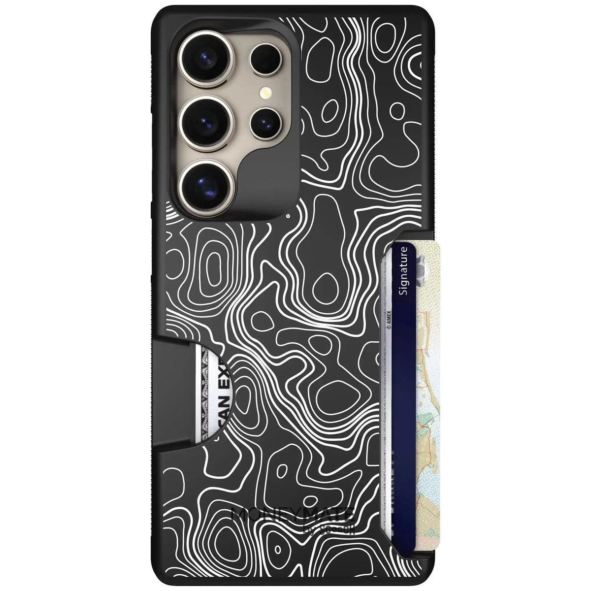 scoochzza Moneymate in Topography | Slim Wallet Case with Card Holder - Galaxy S26 Ultra Case Only