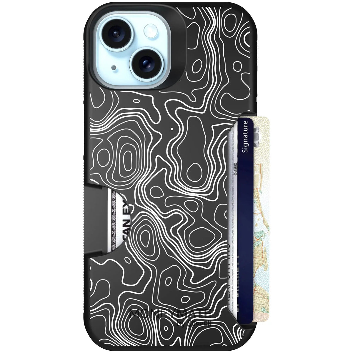 scoochzza Moneymate in Topography | Slim Wallet Case with Card Holder - iPhone 13 Case Only