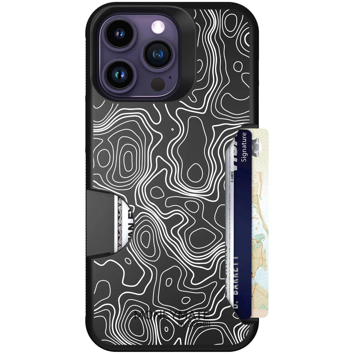 scoochzza Moneymate in Topography | Slim Wallet Case with Card Holder - iPhone 14 Pro Max Case Only