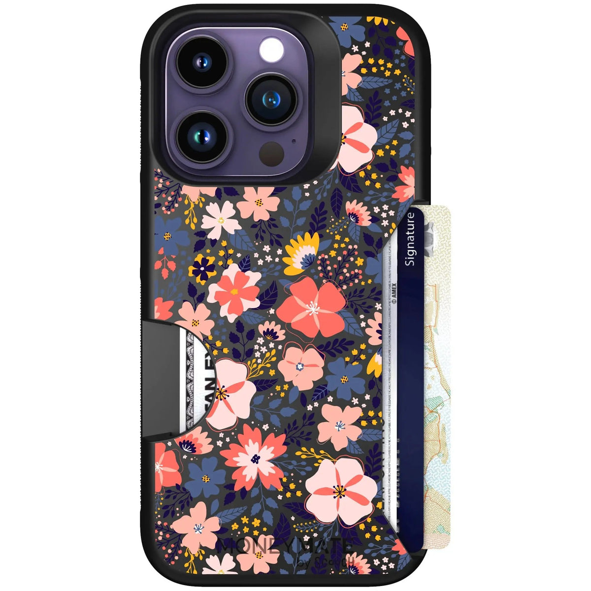 scoochzza Moneymate in Wildflowers | Slim Wallet Case with Card Holder - iPhone 14 Pro Case Only
