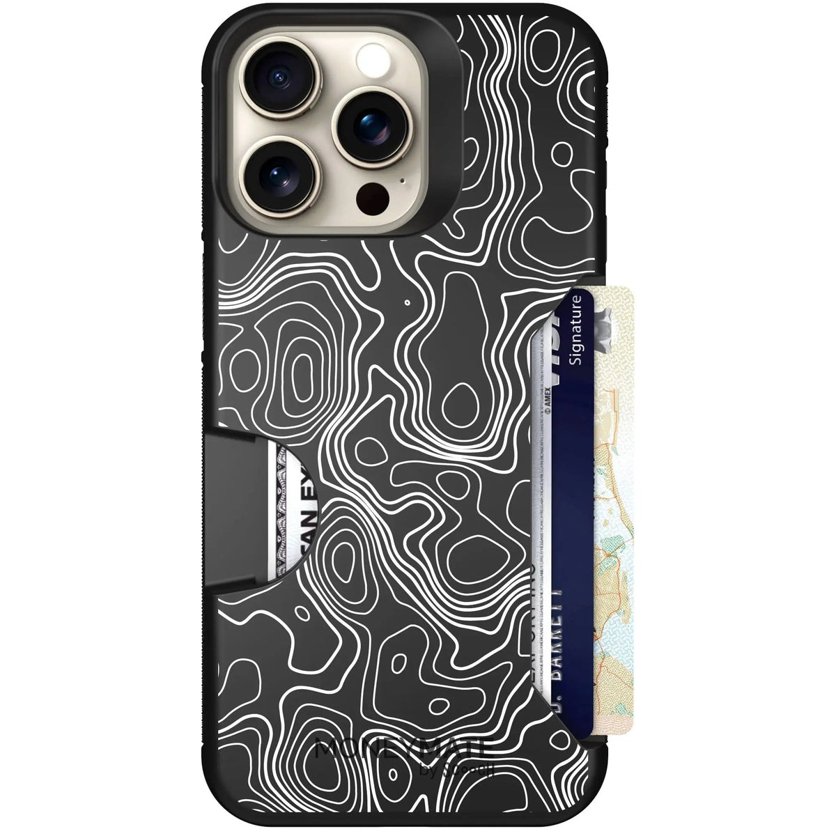 scoochzza Moneymate in Topography | Slim Wallet Case with Card Holder - iPhone 15 Pro Max Case Only