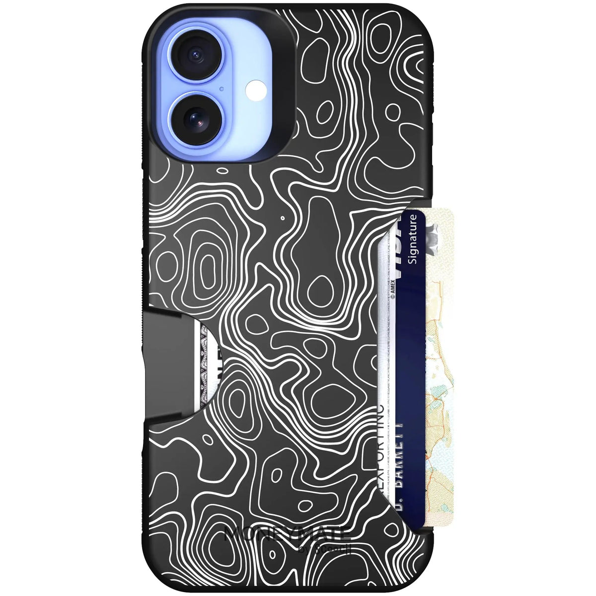 scoochzza Moneymate in Topography | Slim Wallet Case with Card Holder - iPhone 16 Plus Case Only