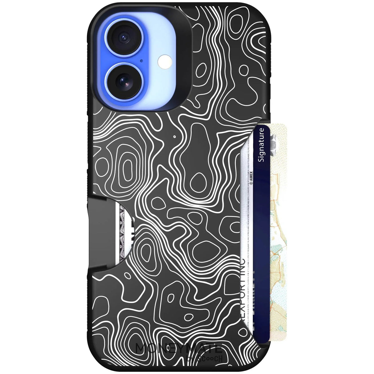 scoochzza Moneymate in Topography | Slim Wallet Case with Card Holder - iPhone 16 Case Only