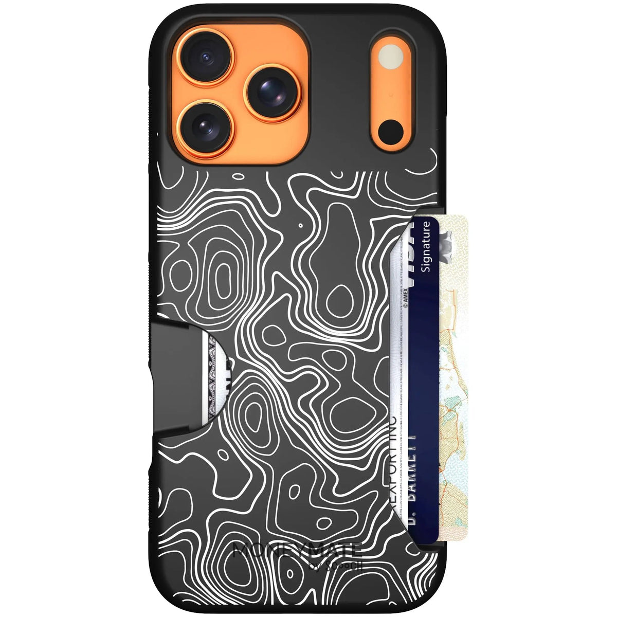 scoochzza Moneymate in Topography | Slim Wallet Case with Card Holder - iPhone 17 Pro Max Case Only
