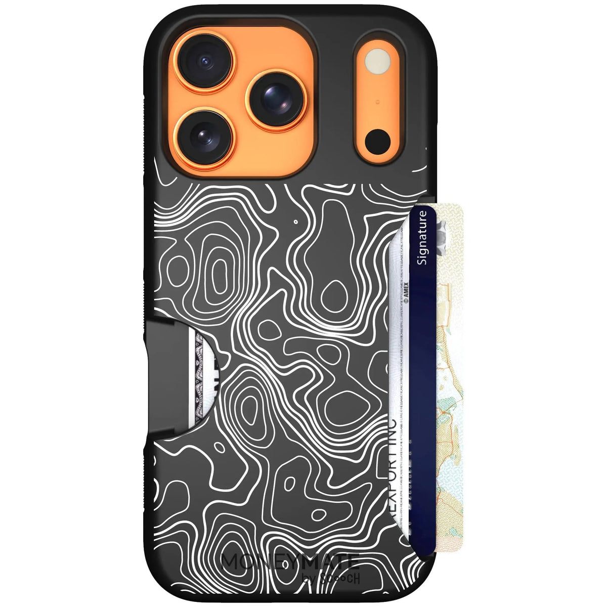 scoochzza Moneymate in Topography | Slim Wallet Case with Card Holder - iPhone 17 Pro Case Only
