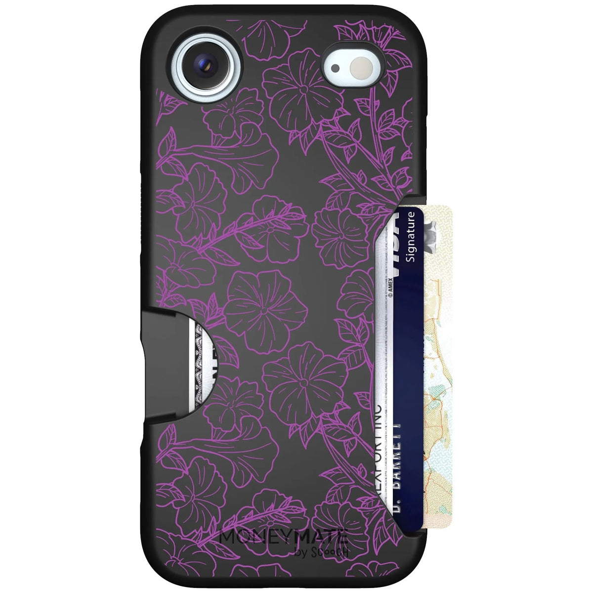 scoochzza Moneymate in Purple Petunias | Slim Wallet Case with Card Holder - iPhone Air Case Only