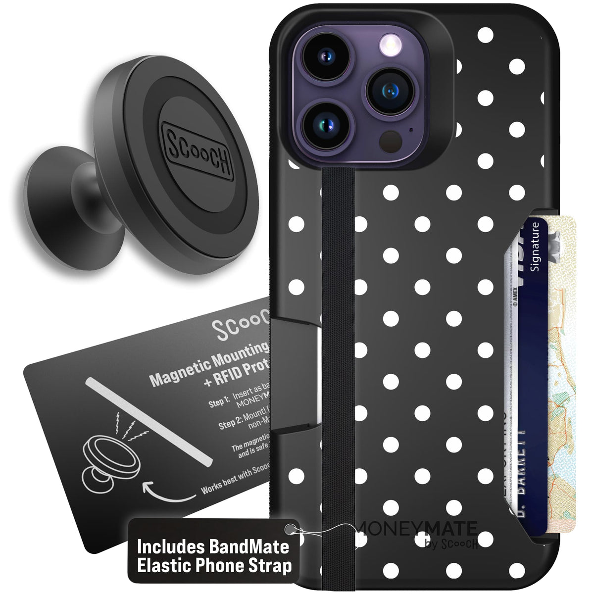 Moneymate - iPhone 14 Pro Max - Polka Dots - Starter Bundle