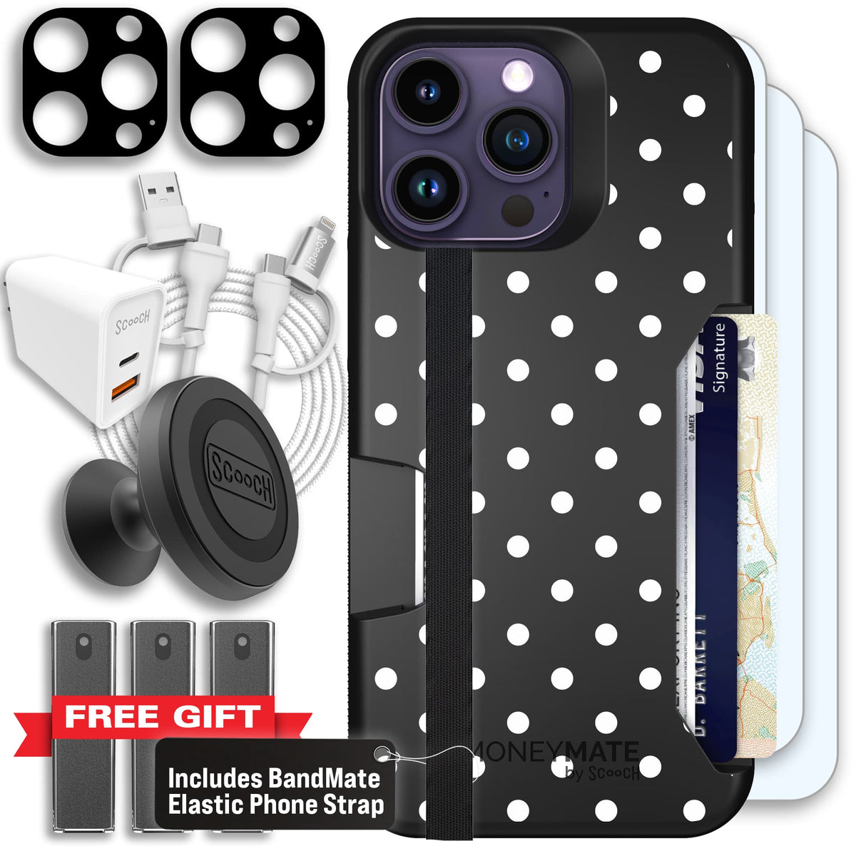 Moneymate - iPhone 14 Pro Max - Polka Dots - Ultimate Bundle