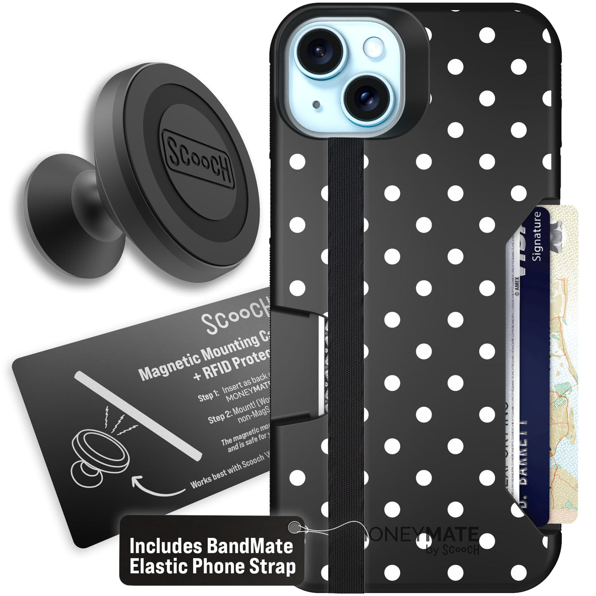 Moneymate - iPhone 15 Plus - Polka Dots - Starter Bundle
