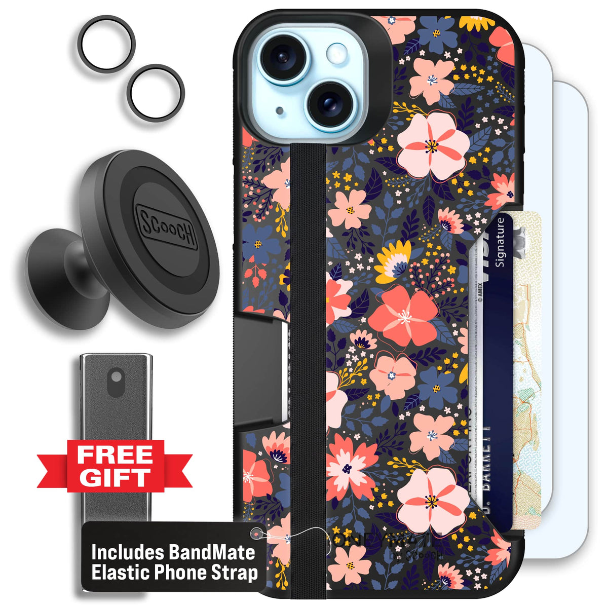 Moneymate - iPhone 15 Plus - Wildflowers - Defender Bundle