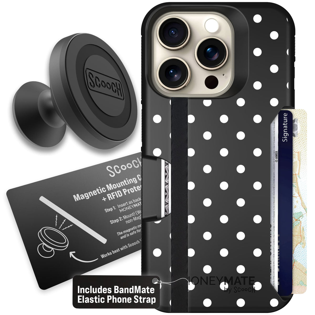 Moneymate - iPhone 15 Pro - Polka Dots - Starter Bundle