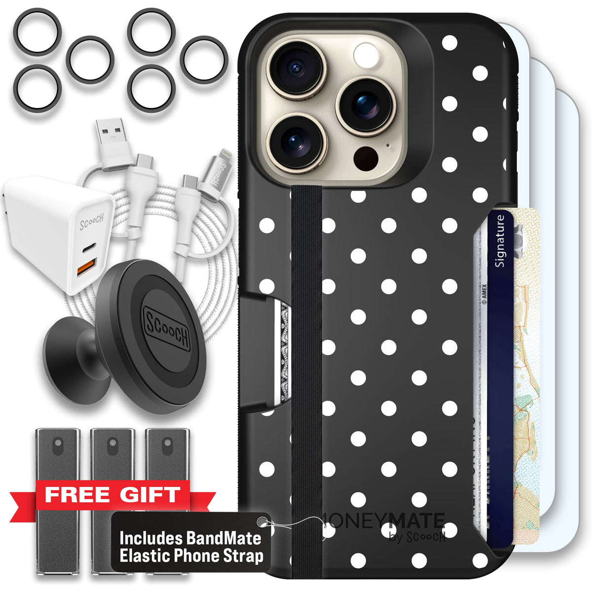 Moneymate - iPhone 15 Pro - Polka Dots - Ultimate Bundle