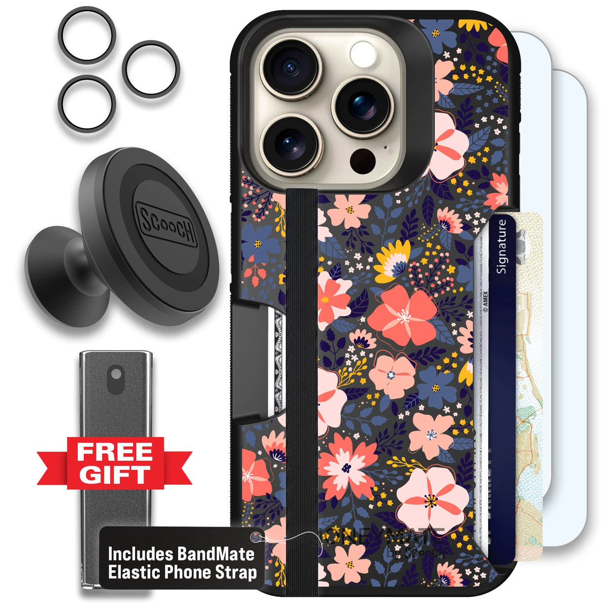 Moneymate - iPhone 15 Pro - Wildflowers - Defender Bundle