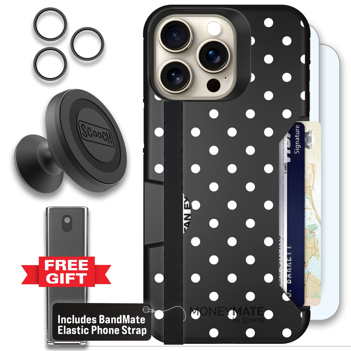 Moneymate - iPhone 15 Pro Max - Polka Dots - Defender Bundle