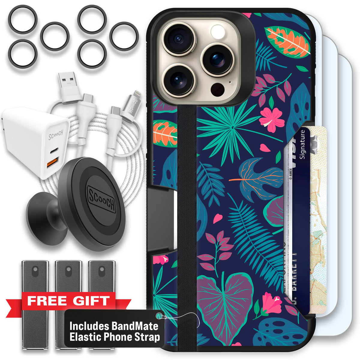 Moneymate - iPhone 15 Pro Max - Tropical Leaves - Ultimate Bundle