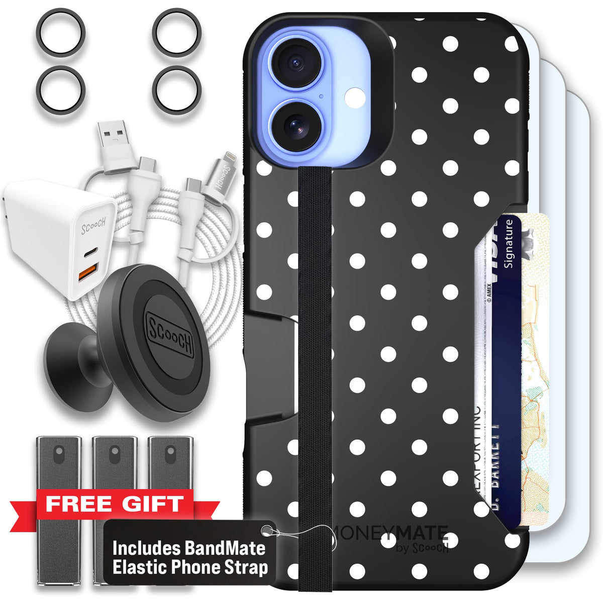 Moneymate - iPhone 16 Plus - Polka Dots - Ultimate Bundle