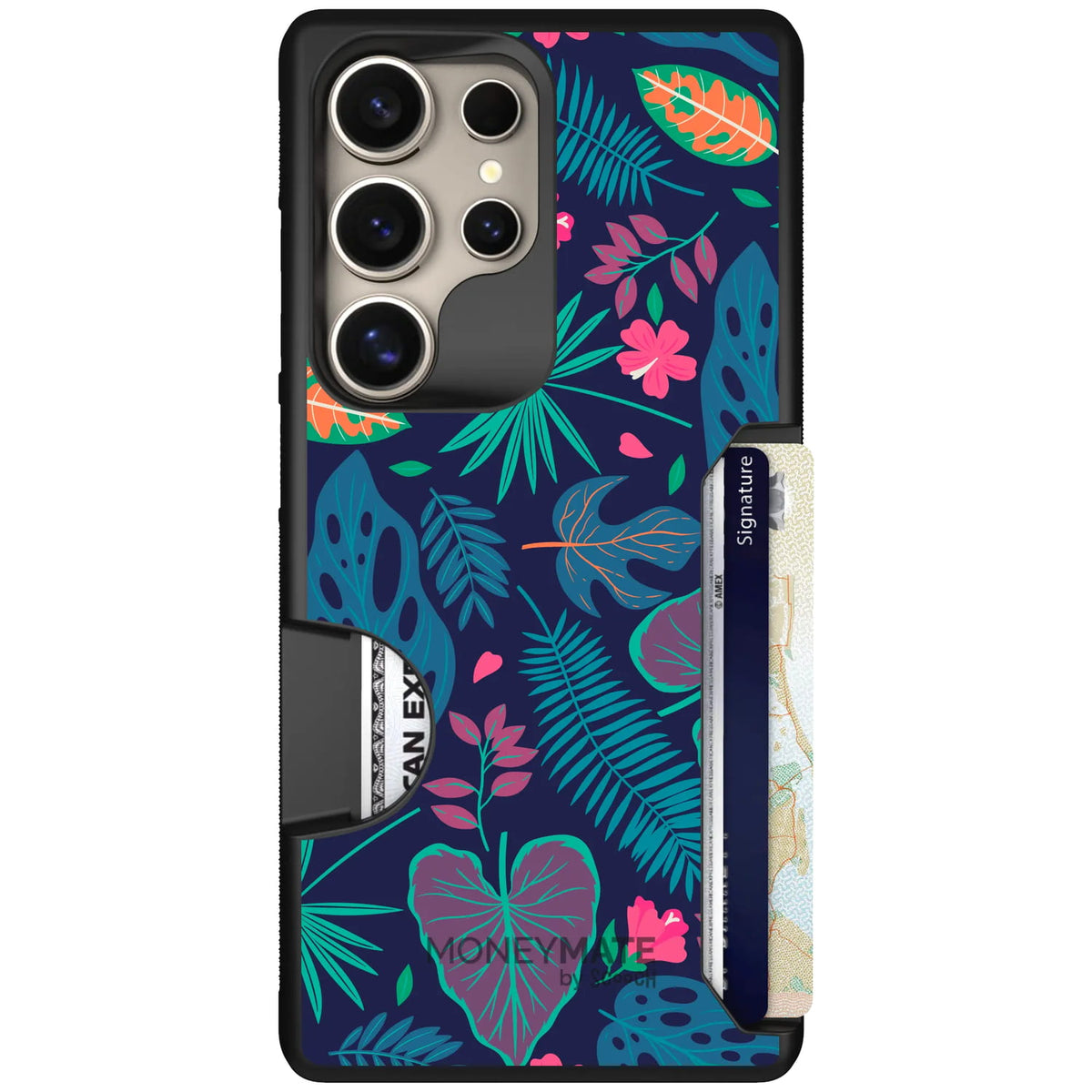 scoochzza Moneymate in Tropical Leaves | Slim Wallet Case with Card Holder - Galaxy S25 Ultra Case Only