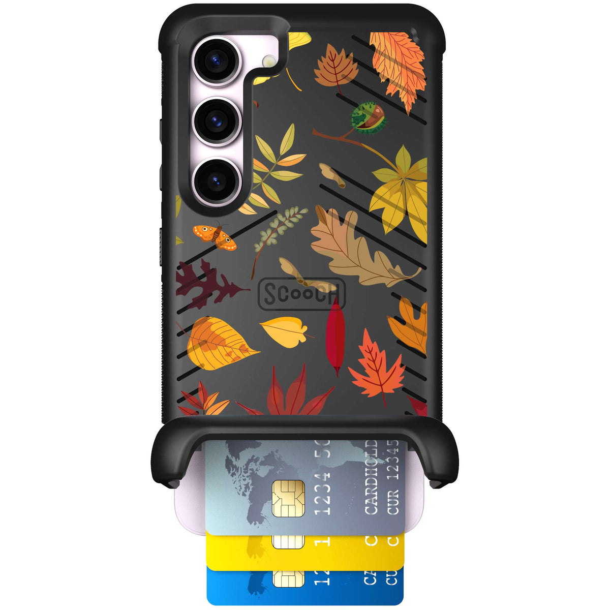 Autumn Leaves multicolored fall foliage pattern on a charcoal scoochzza Wingmate case for Galaxy S23